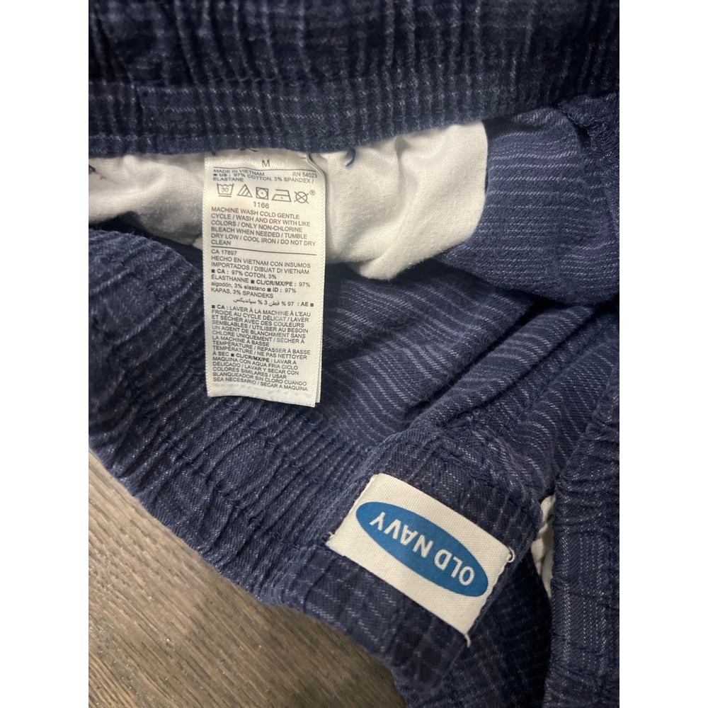 Old Navy Men's Micro-Stripe Twill Jogger Shorts Medium Navy Blue Elastic - Picture 2 of 3